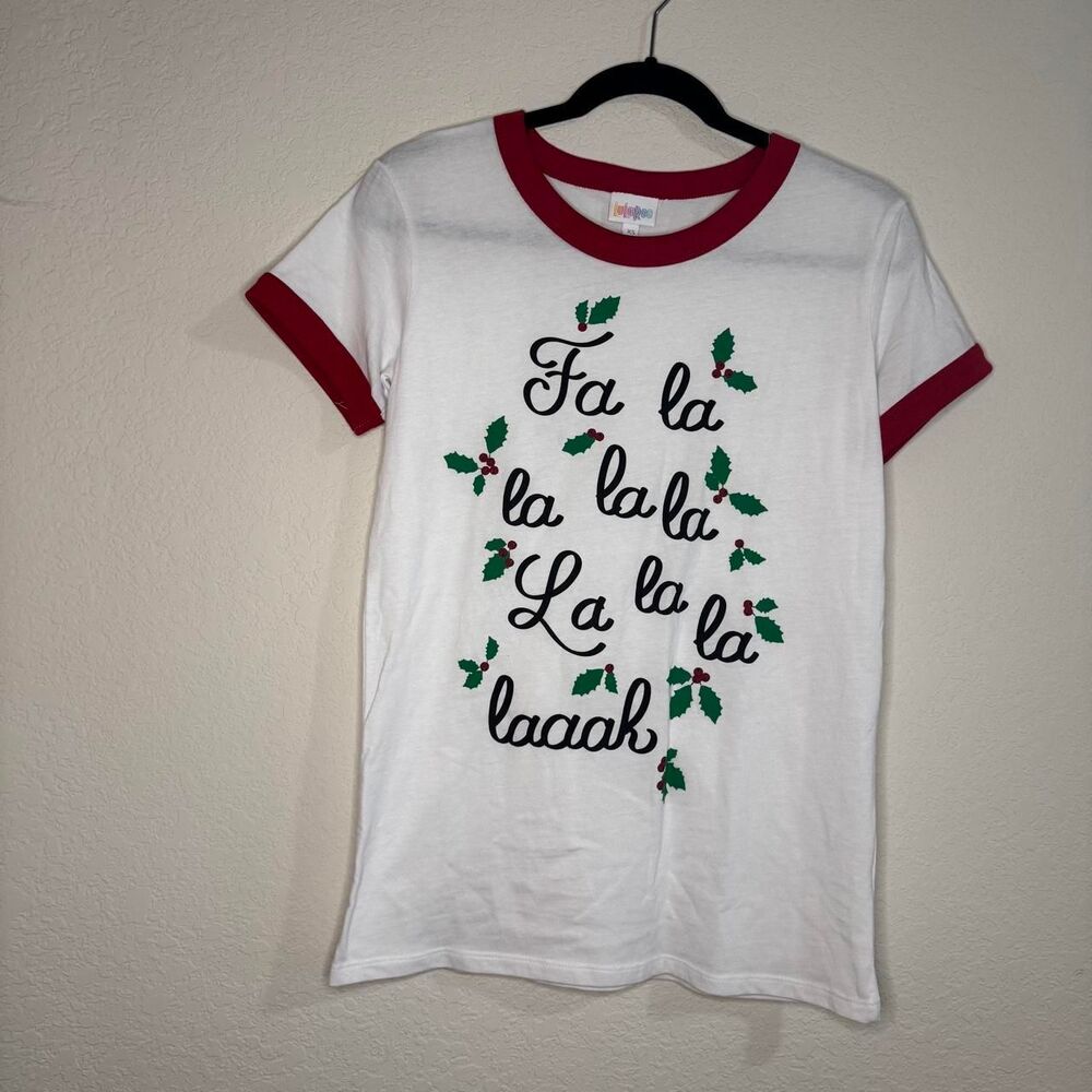 Lularoe Fa La La Christmas Holiday Women's White T-shirt